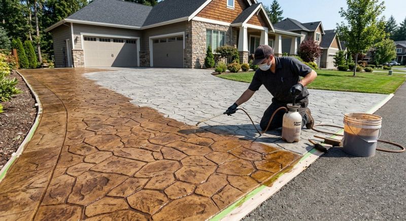 Concrete Driveway Staining in Frisco, TX