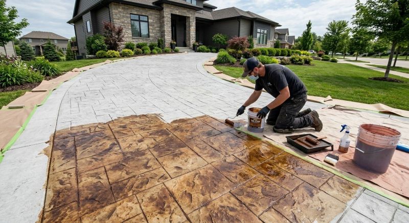 Driveway Concrete Staining in Fort Worth, TX